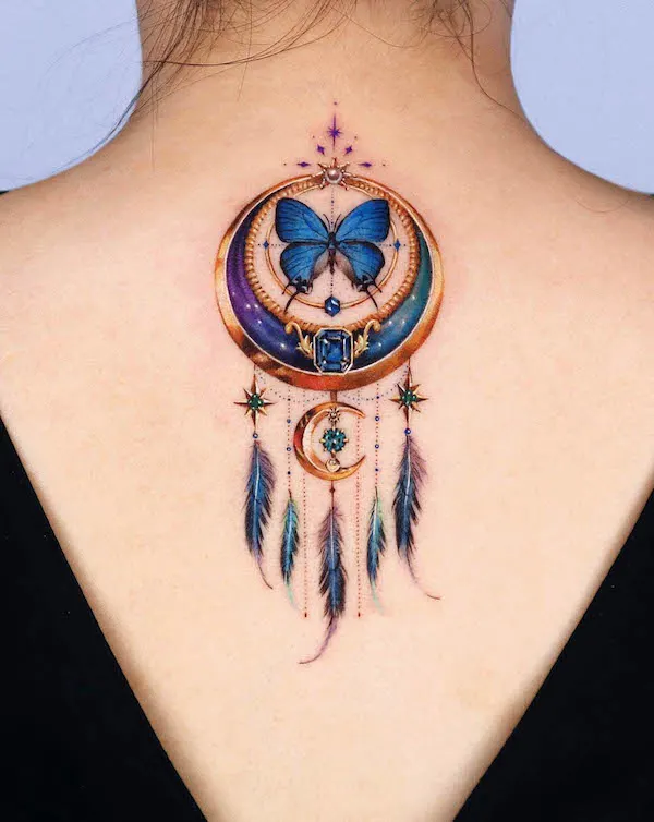 Dreamcatcher tattoo illustrative watercolor