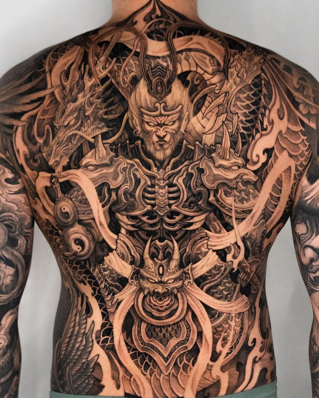 japanese full back tattoo by girin