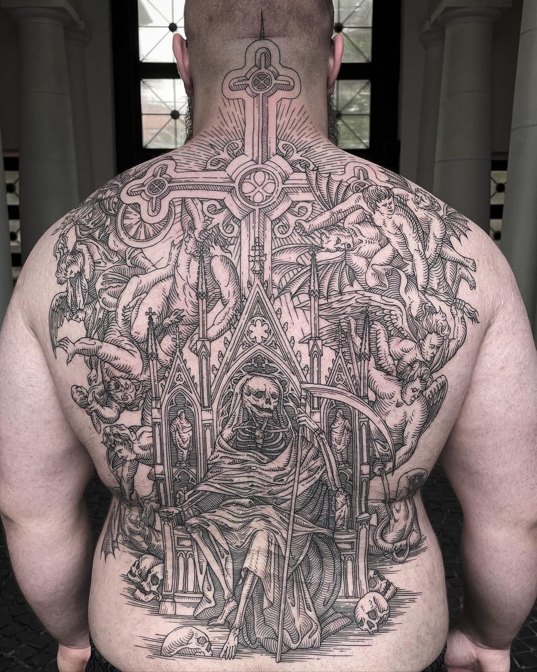dark art full back tattoo by ivan zagusta