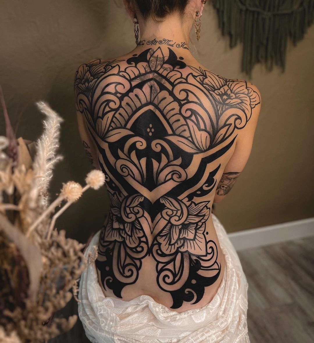 tribal full back tattoo by meiko