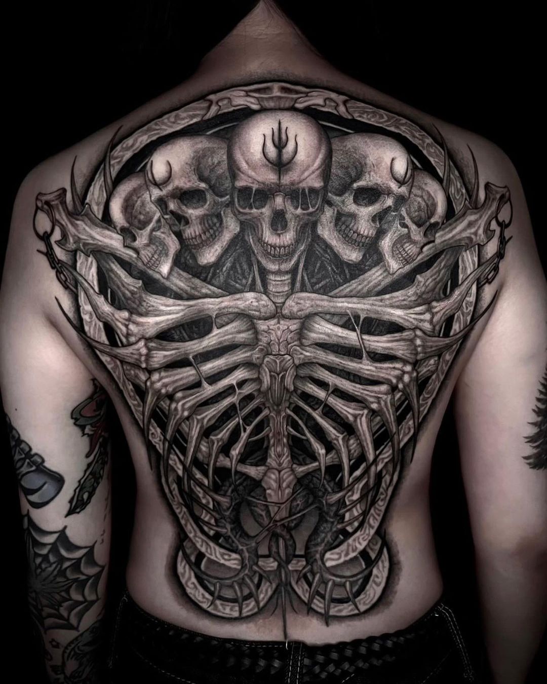 dark art full back tattoo by kinta