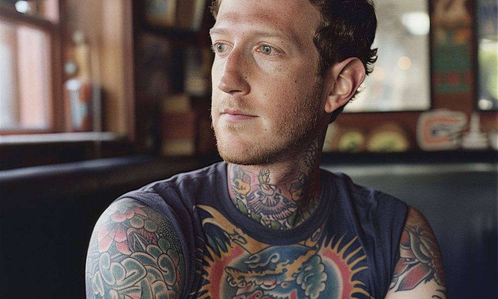 mark zuckerberg imagined with tattooes via midjourney