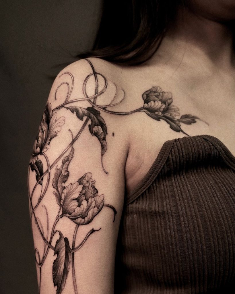floral tattoo by luna