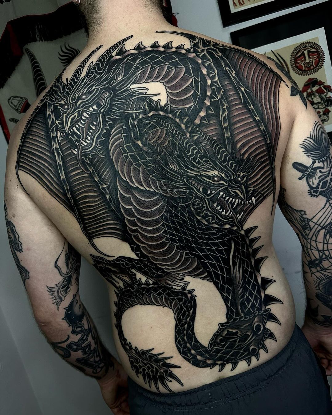 dark art full back tattoo by electric mordor