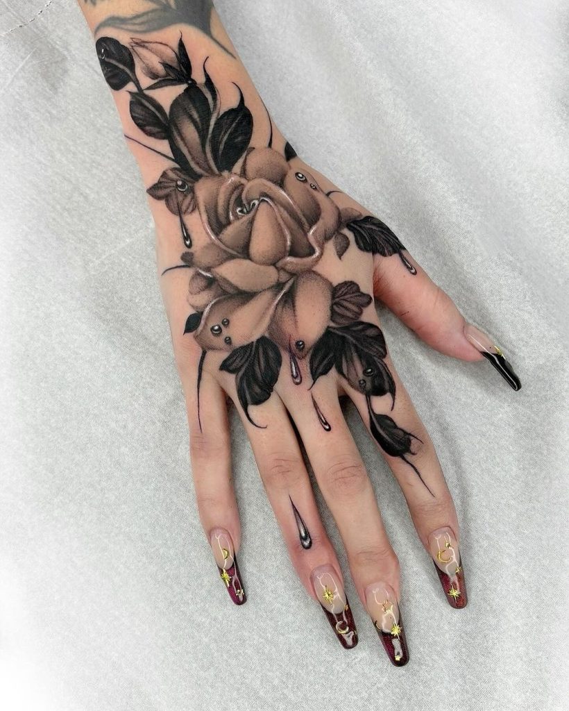 floral tattoo by simon syz