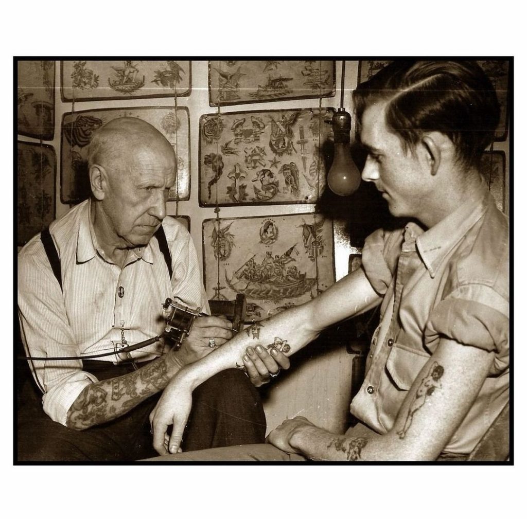 Joe Clingan, Detroit, Michigan, c.1950s vintage tattoo historical archive photograph