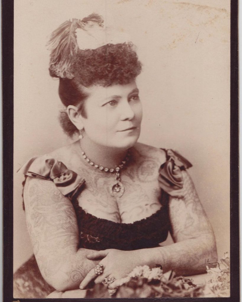Nora Hildebrandt, c. 1880 - Photo by Charles Eisenmann vintage tattoo historical archive photograph