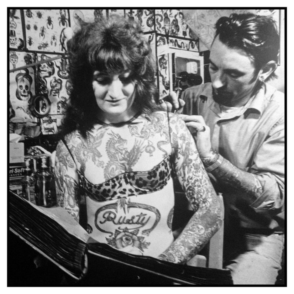 Rusty & Bill Skuse in a press photo, 1965 vintage tattoo historical archive photograph