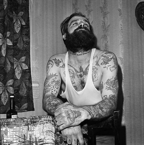 Tattooist Jack Zeek, January 1st, 1967 vintage tattoo historical archive photograph