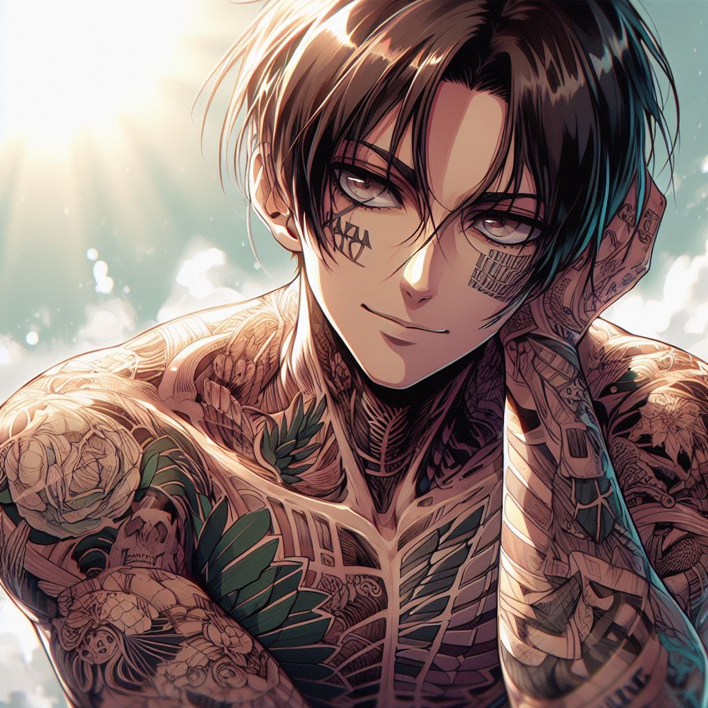 Levi Ackerman from attack on titan anime with tattoos