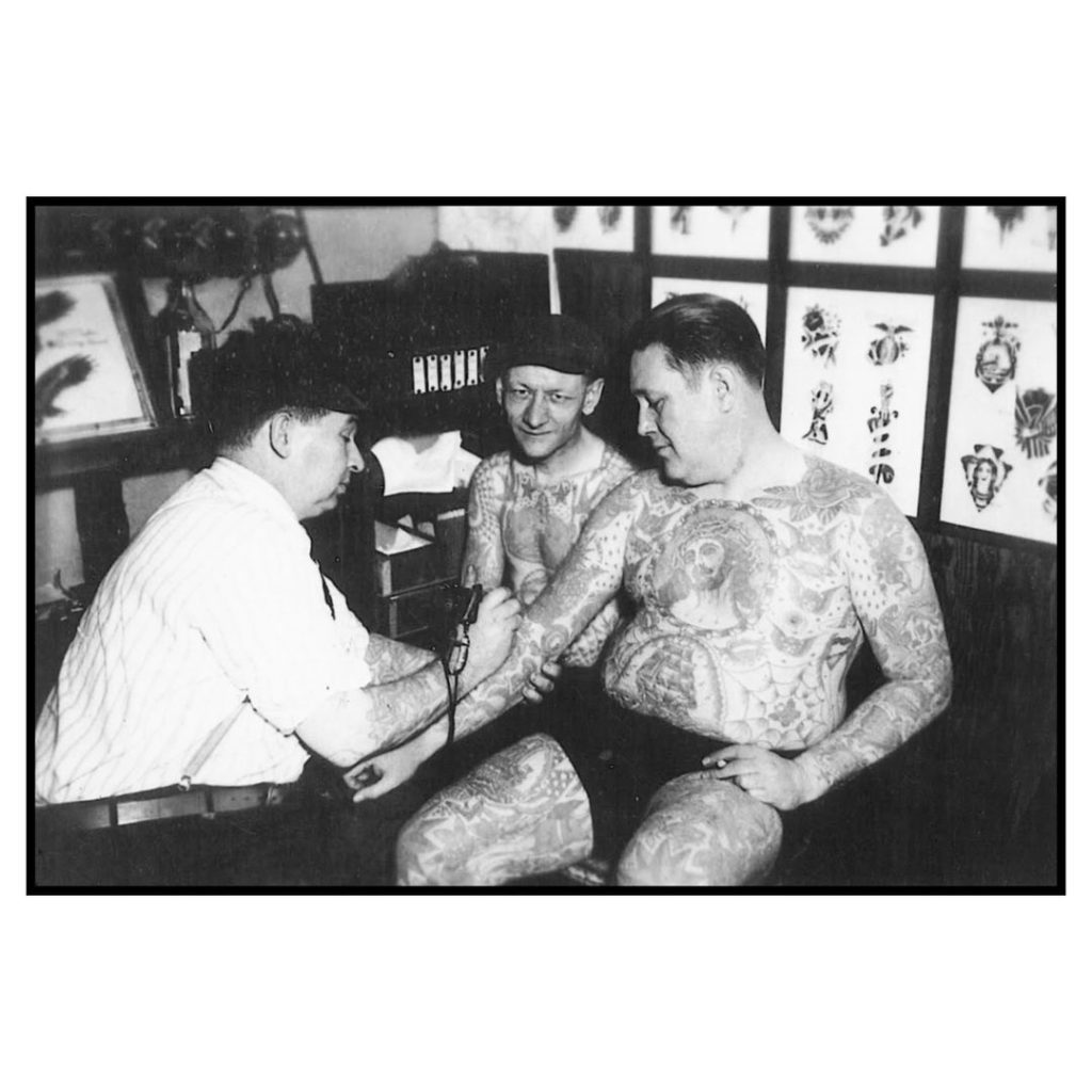 Bert Grimm, c.1940 vintage tattoo historical archive photograph