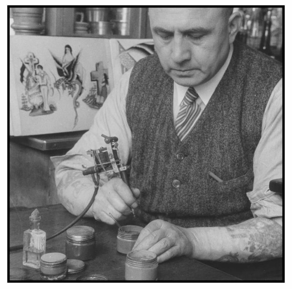 Christian Warlich, 1936 vintage tattoo historical archive photograph