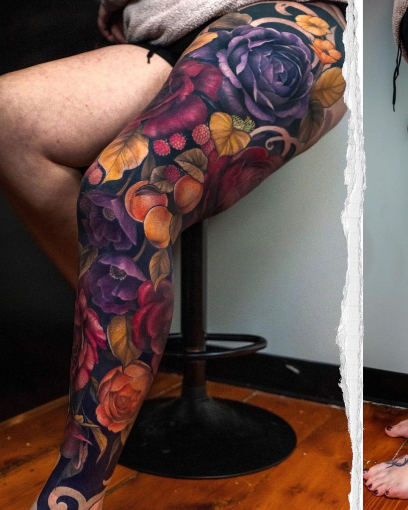 Illustrative Floral Leg Sleeve by Connor Shiffert
