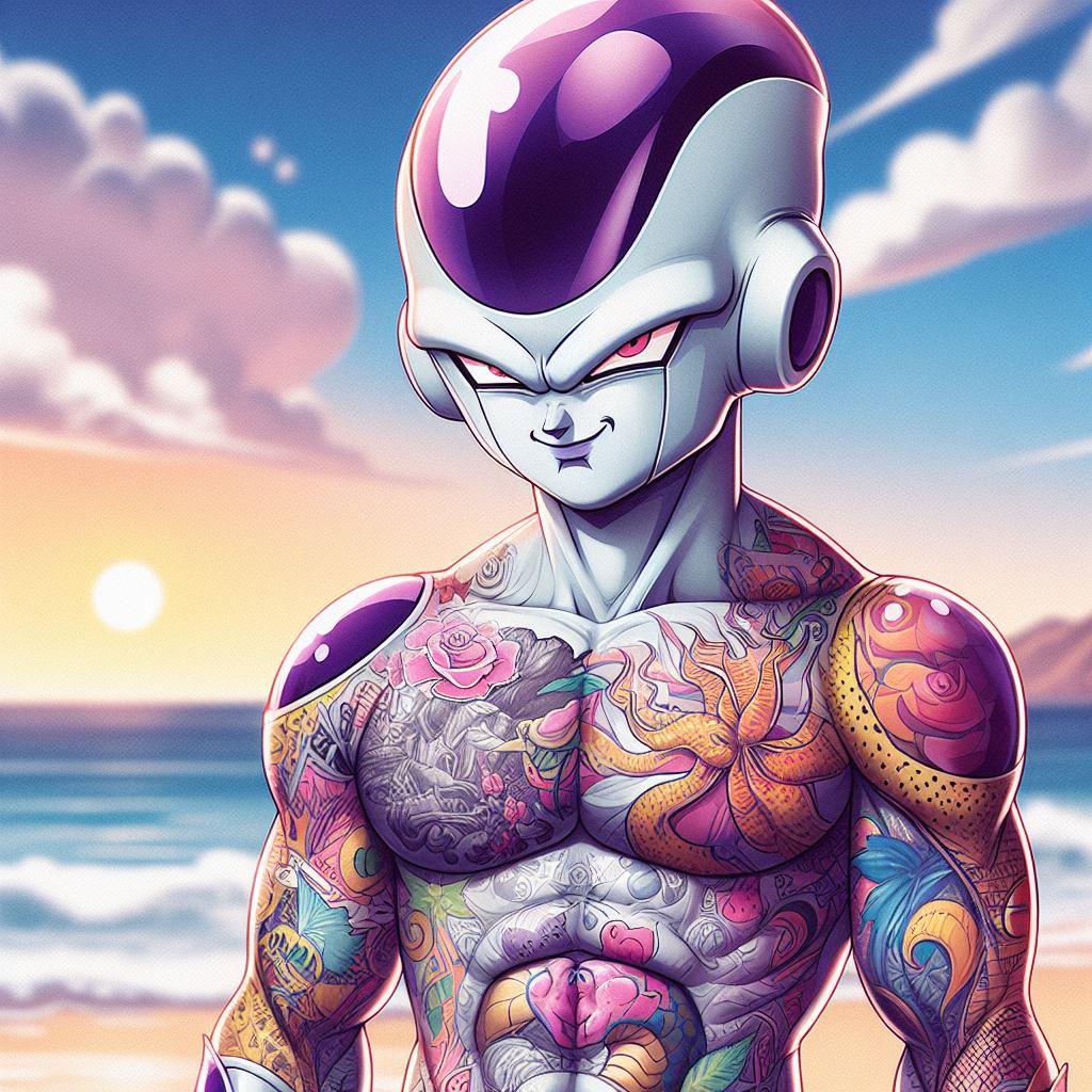 frieza from dragon ball z anime with tattoos