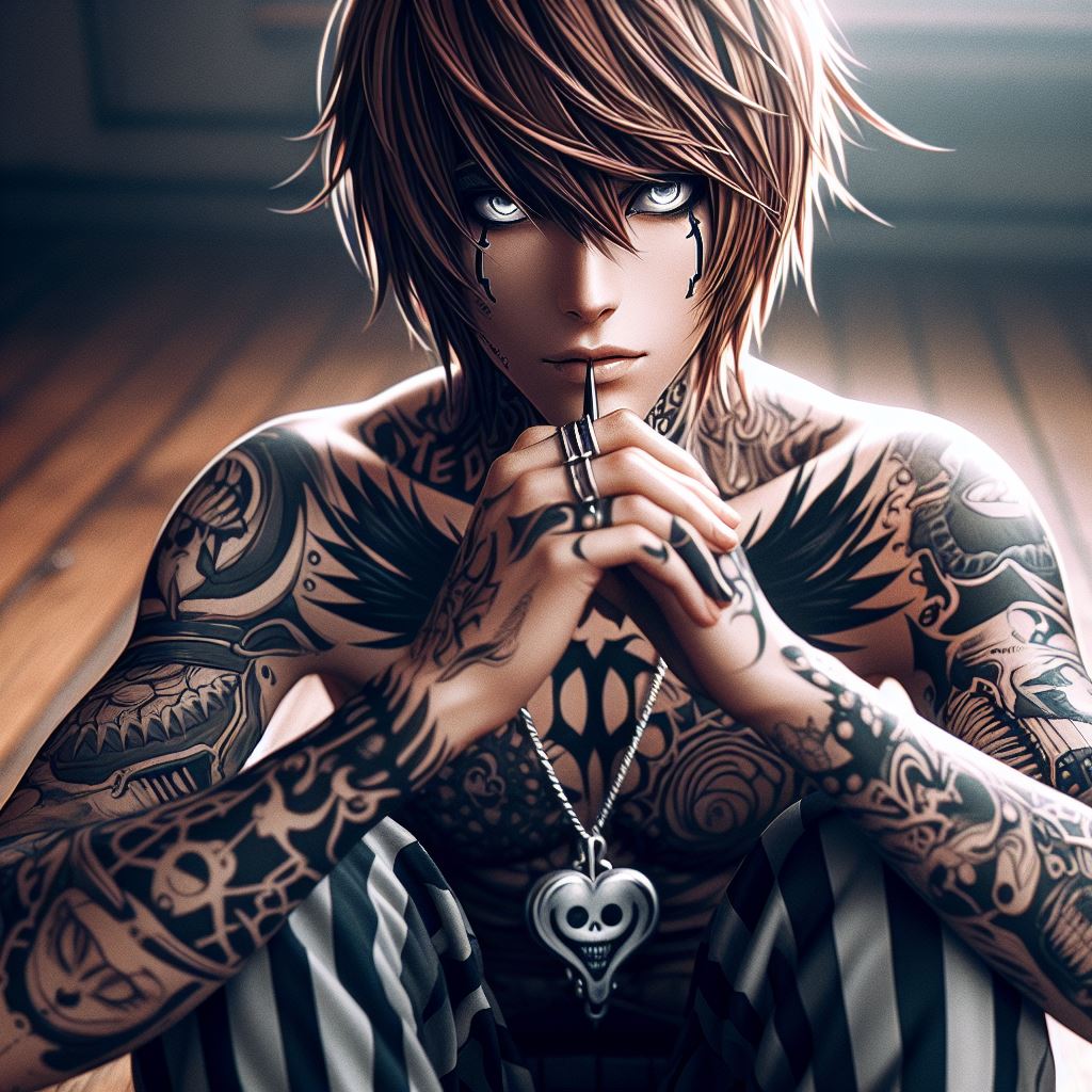 light yagami from death note anime with tattoos