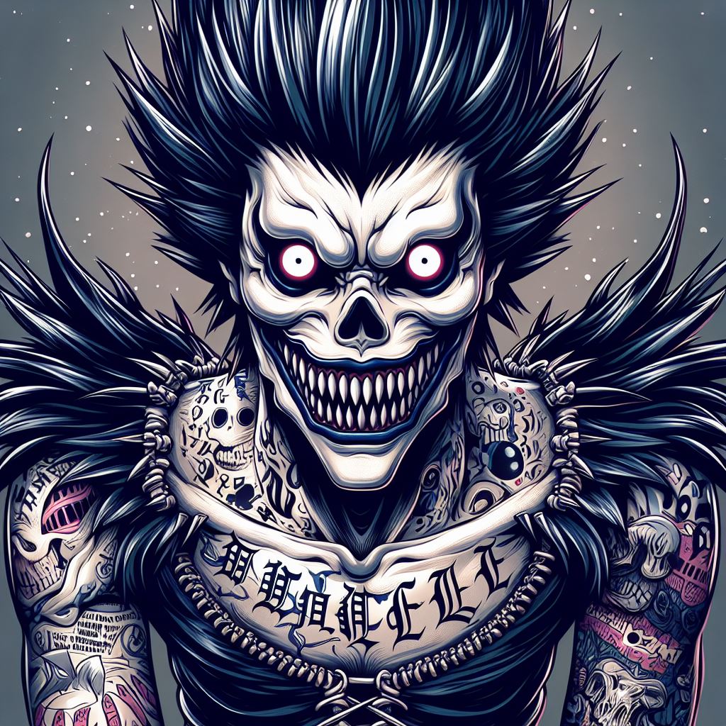 ryuk  from death note anime with tattoos