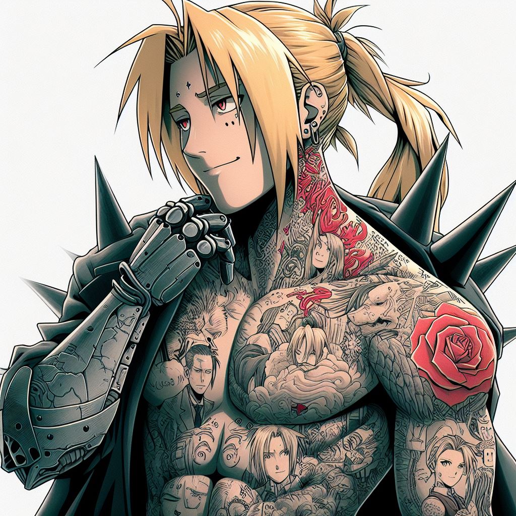 edward elric from fullmetal alchemist anime with tattoos