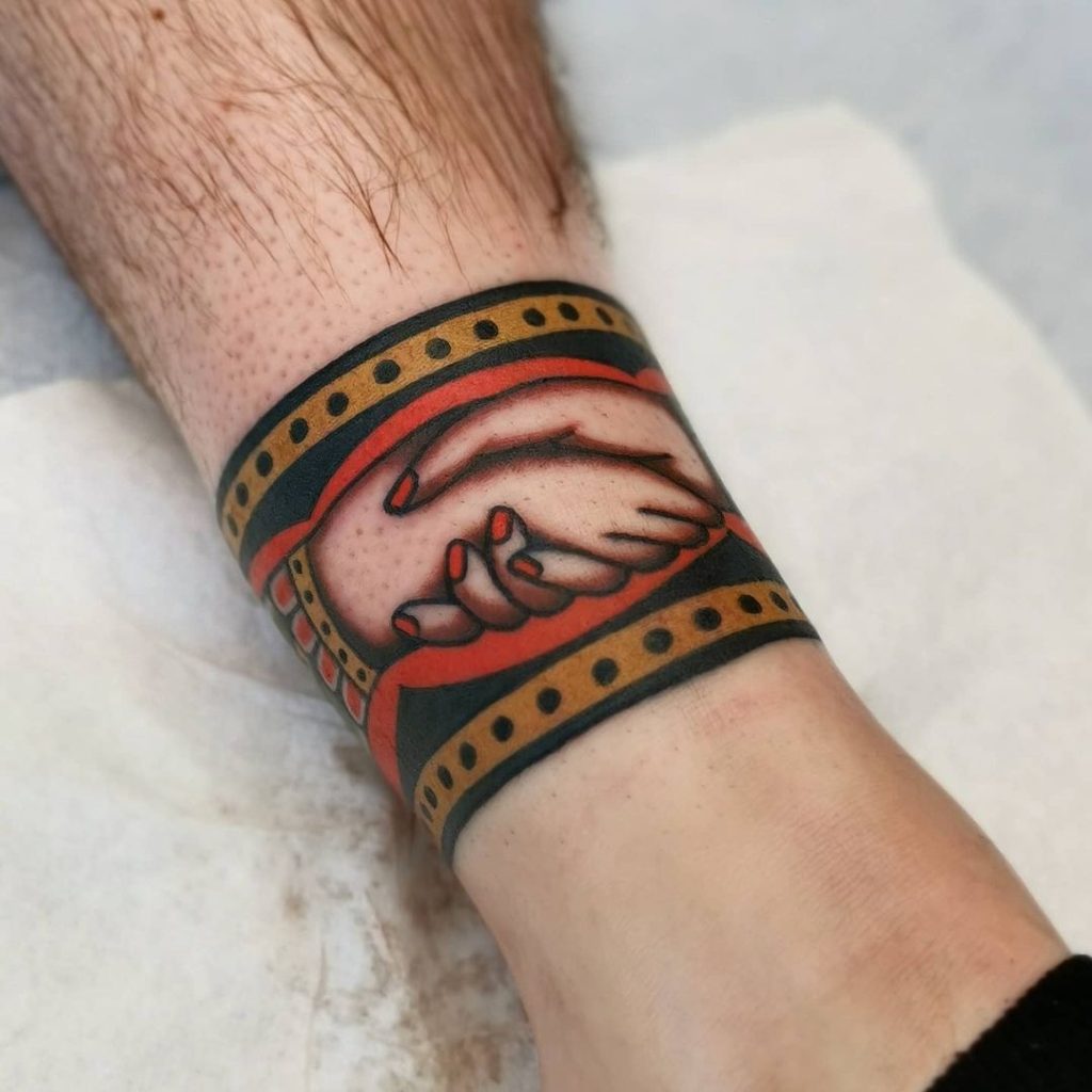 Old School Traditional Leg Band Tattoo by Jessica