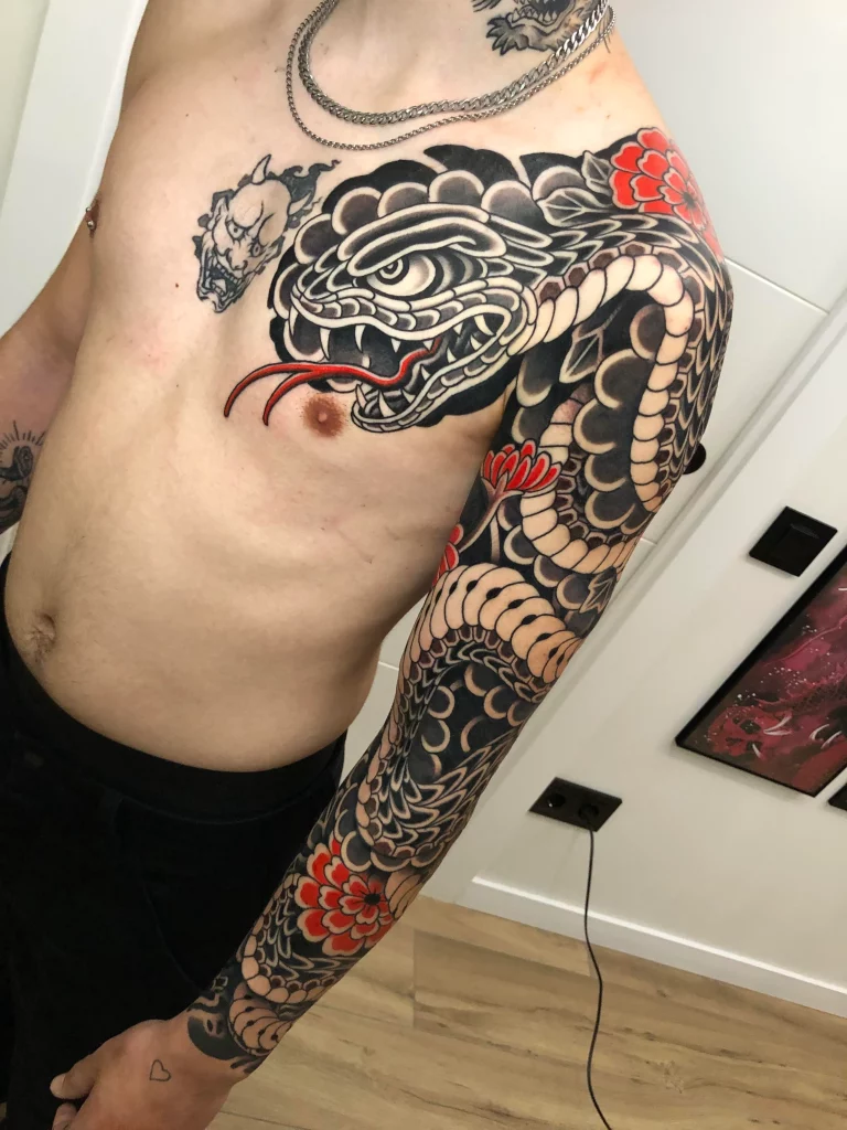 Japanese-Sleeve-Outline-Koi-tattoo-70721 | Koi on inside for… | Flickr