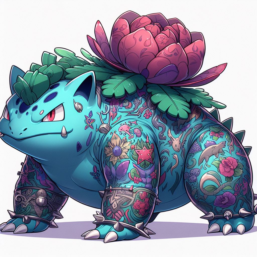 venusaur from pokemon anime with tattoos