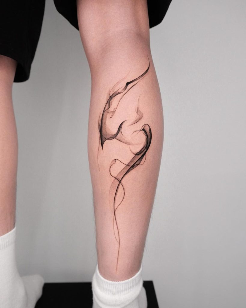 Abstract Smoke Calf Tattoo by SOFA
