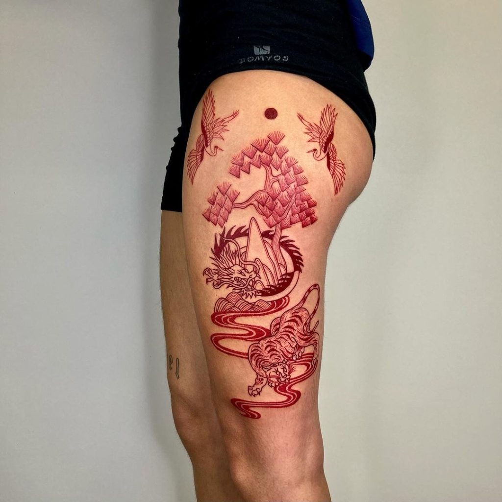 Oriental Thigh Tattoo by Yoo Tattoo