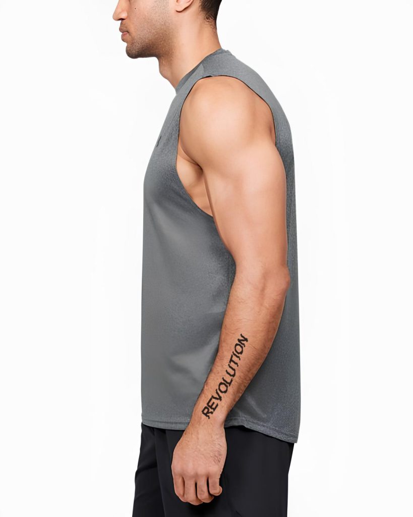 man displaying tattoo revolution lettering tattoo mockup