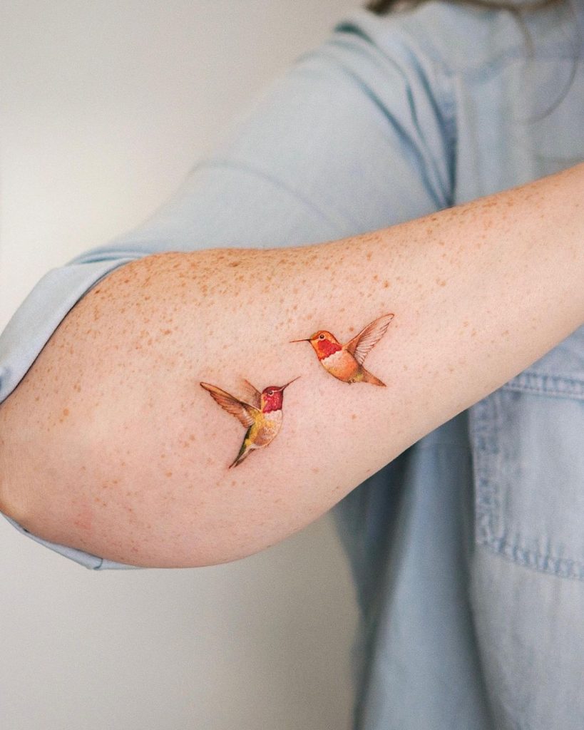 Double Hummingbird Tattoos by Seulki Park