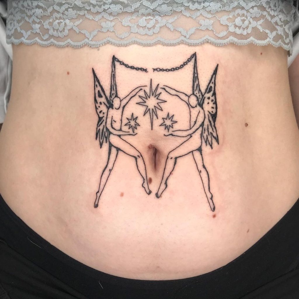 Ignorant Style Double Fairy Belly Tattoo by Blanche From Earth