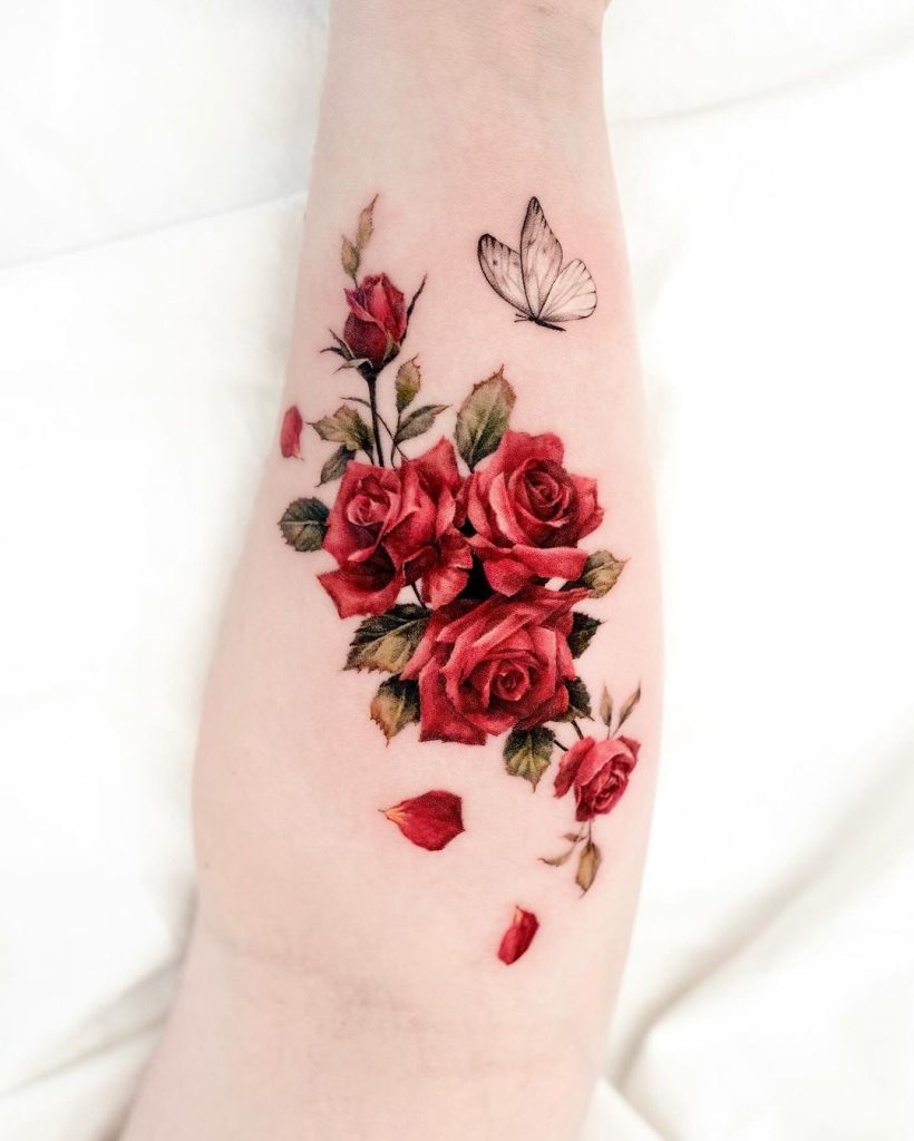 Realistic Roses Tattoo by Donghwa