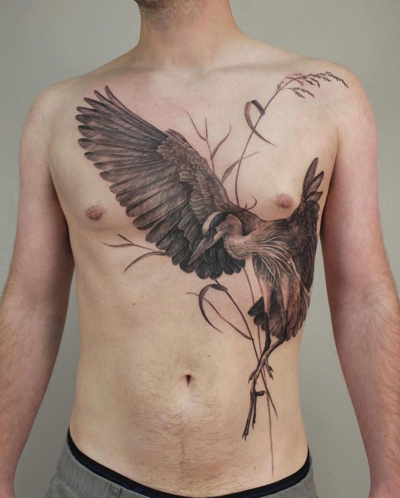 Black and Grey Heron Side and Front Piece by Grey Francis