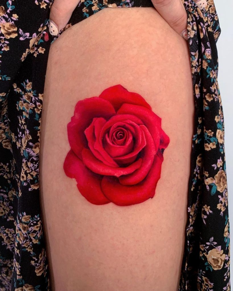Realistic Rose Tattoo by Julie Agnes