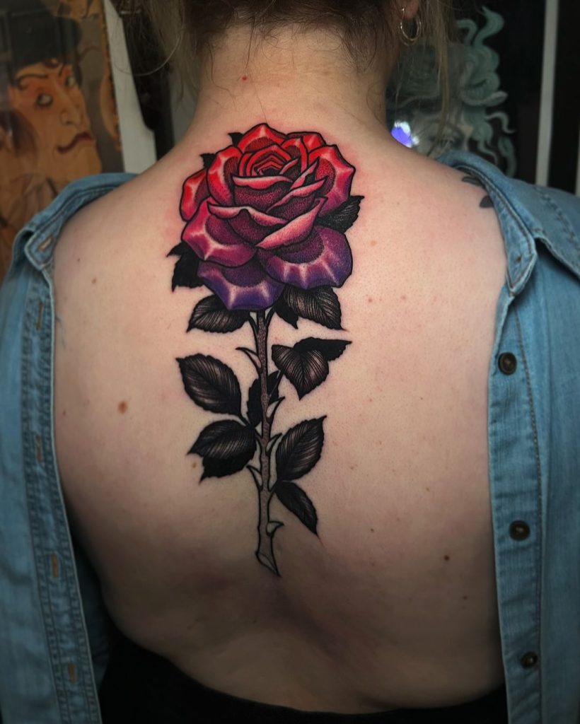Neotraditional Rose Tattoo by Marko Tattoo