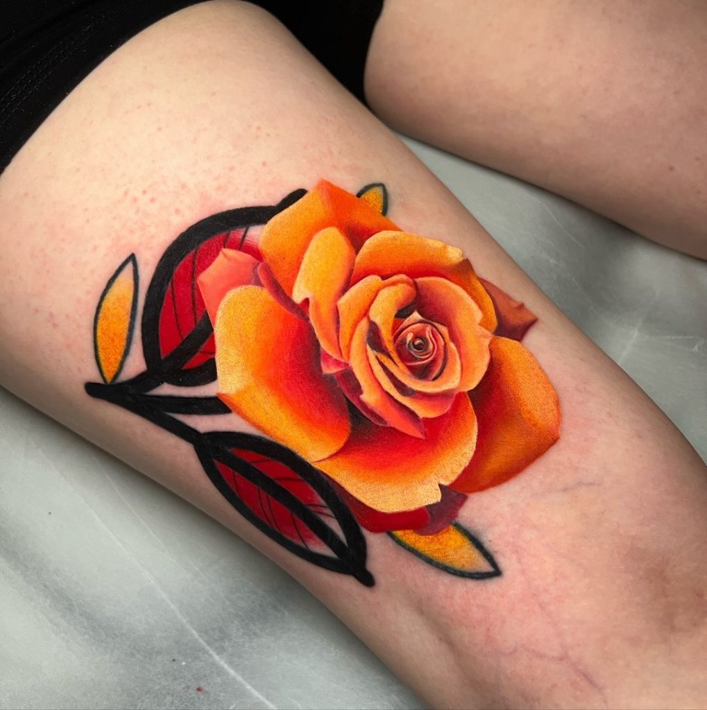 Art Fusion Rose Tattoo by Mariah Baker