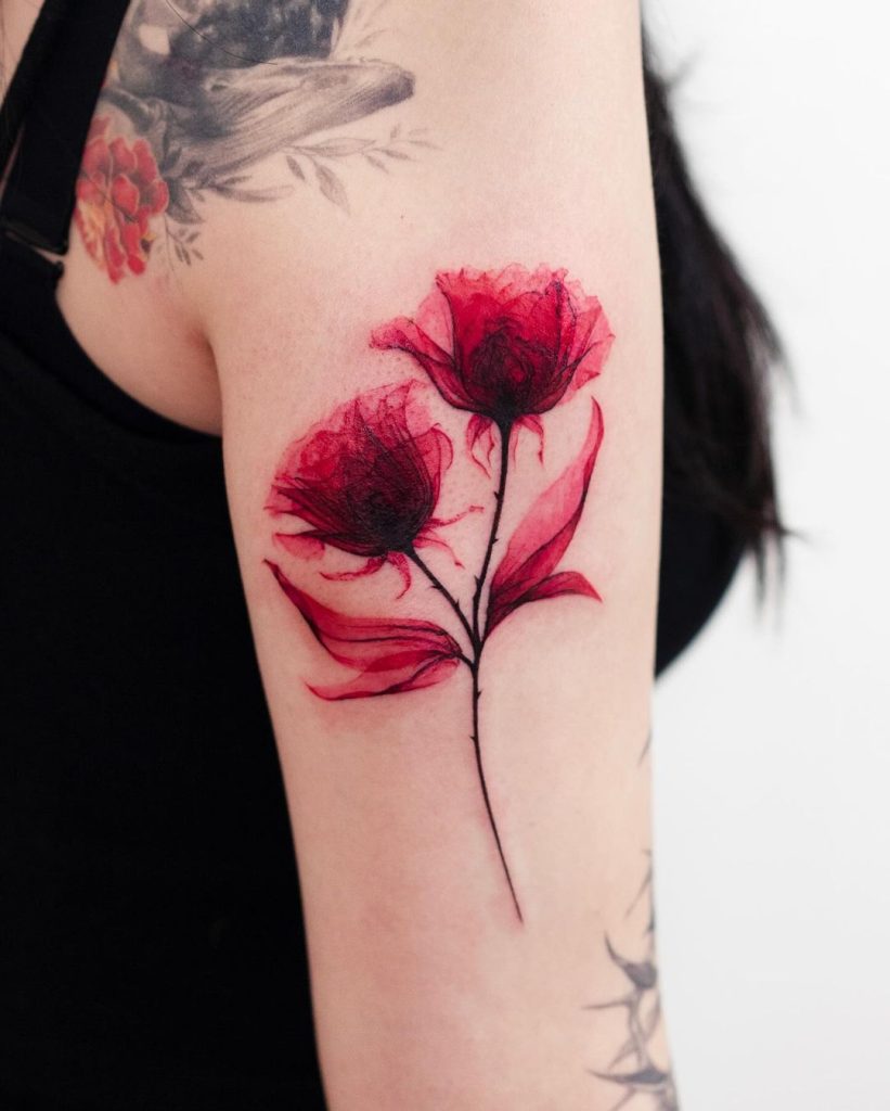 X-Ray Red Rose Tattoo by Pokhy