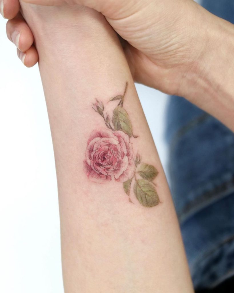 Painterly Realistic Rose Tattoo by Rhamone
