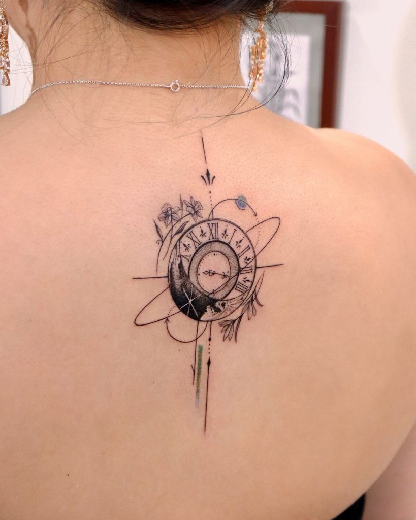 Fineline Geometry Compass Tattoo by Giho