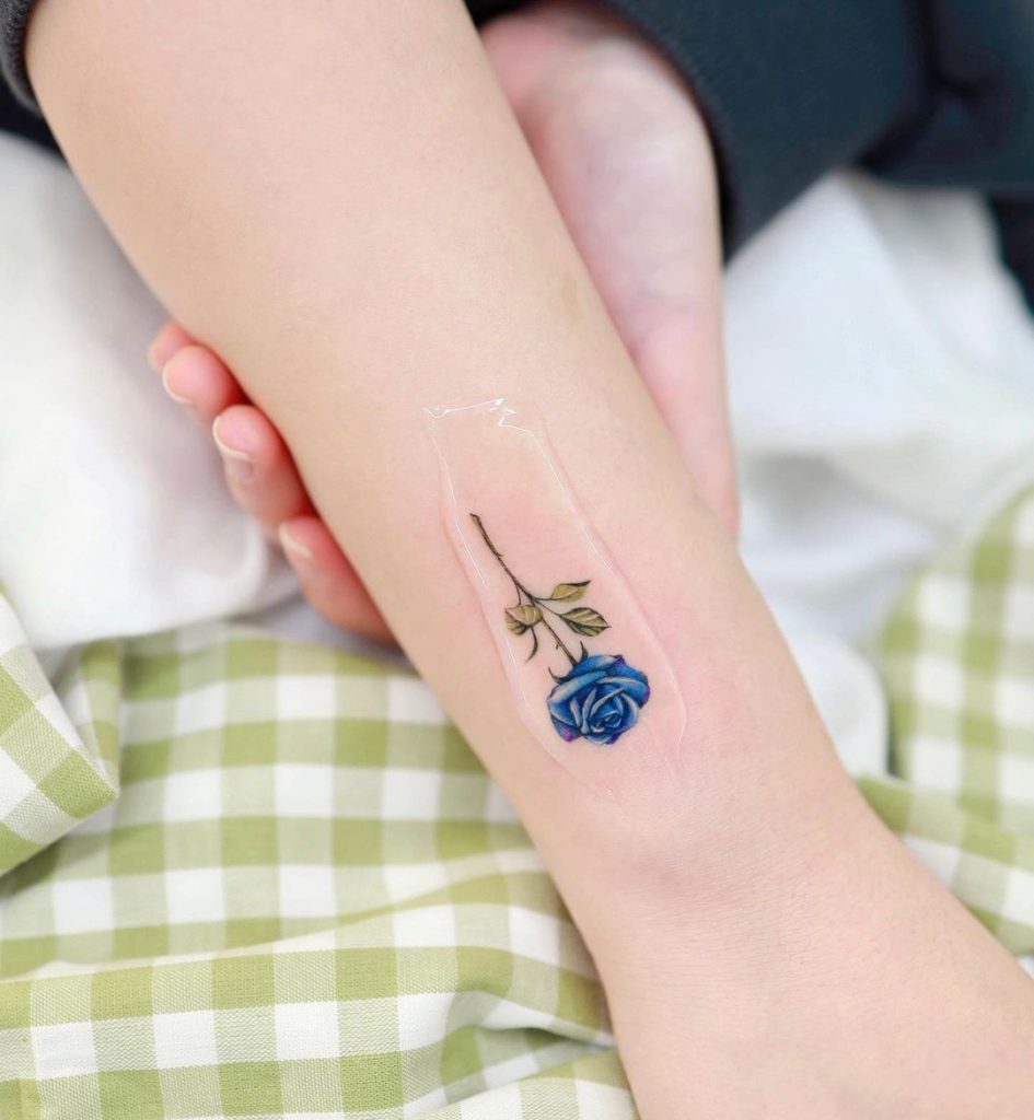 Small Blue Rose Tattoo by Xiso