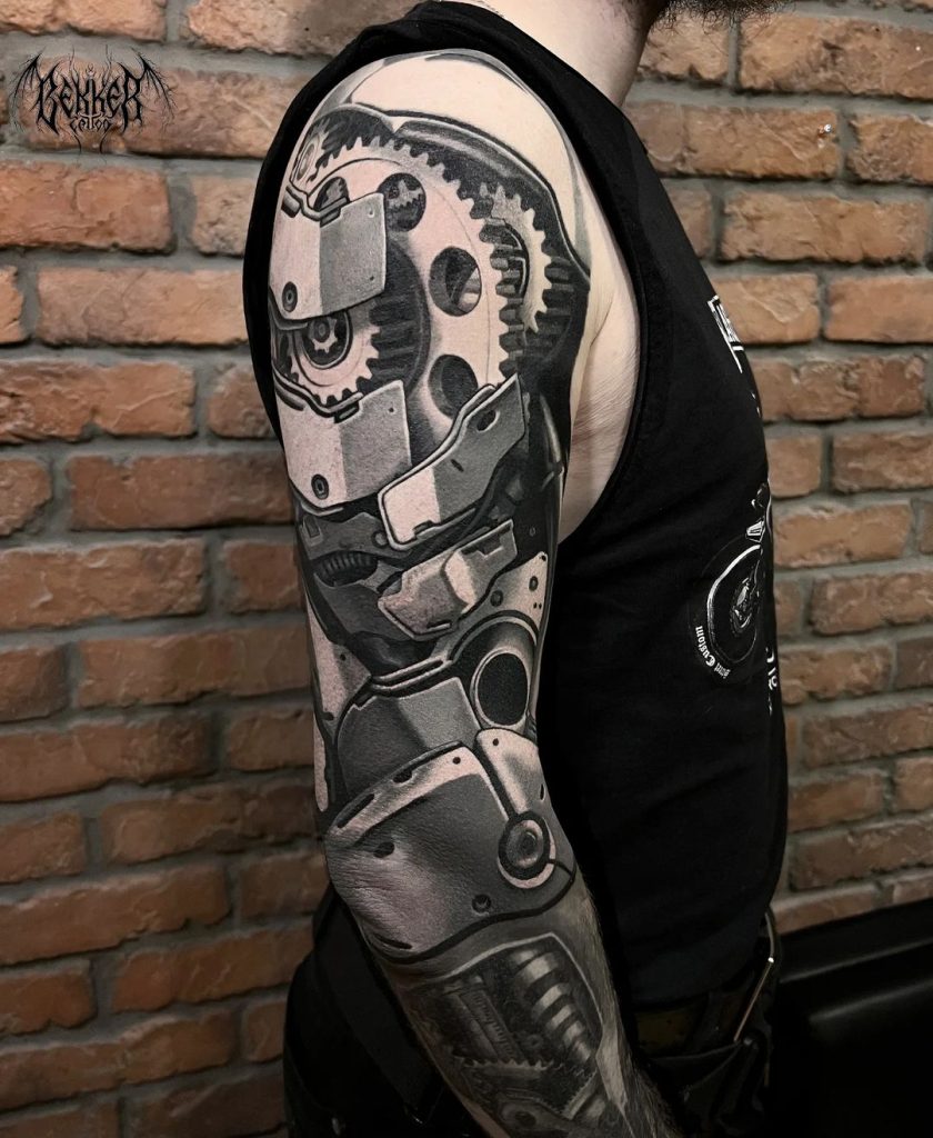 badass biomechanical tattoo