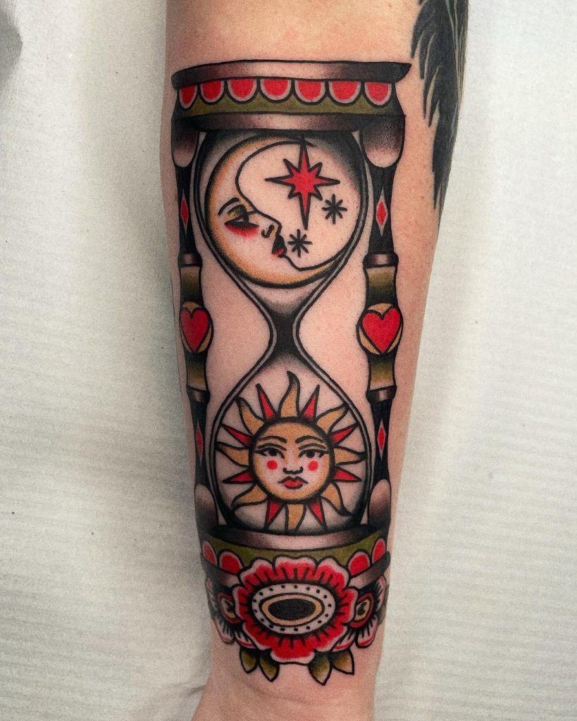 Traditional Old School Hourglass Tattoo by Cruel Monica