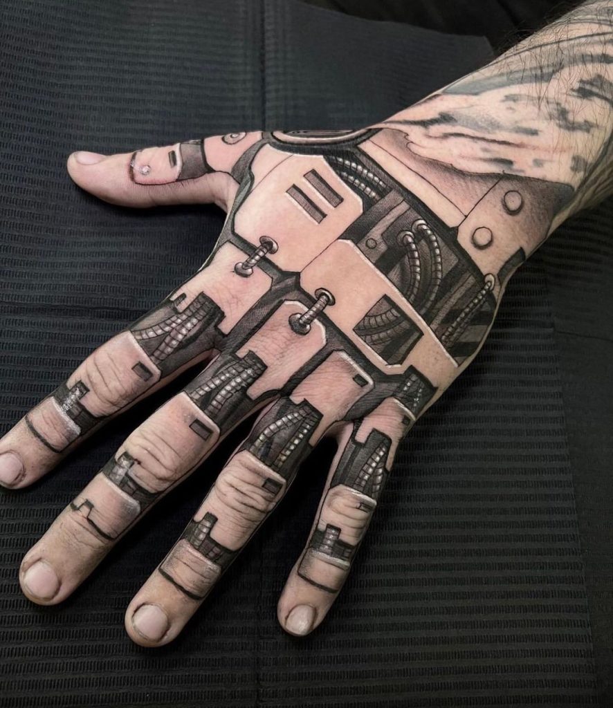 badass biomechanical tattoo