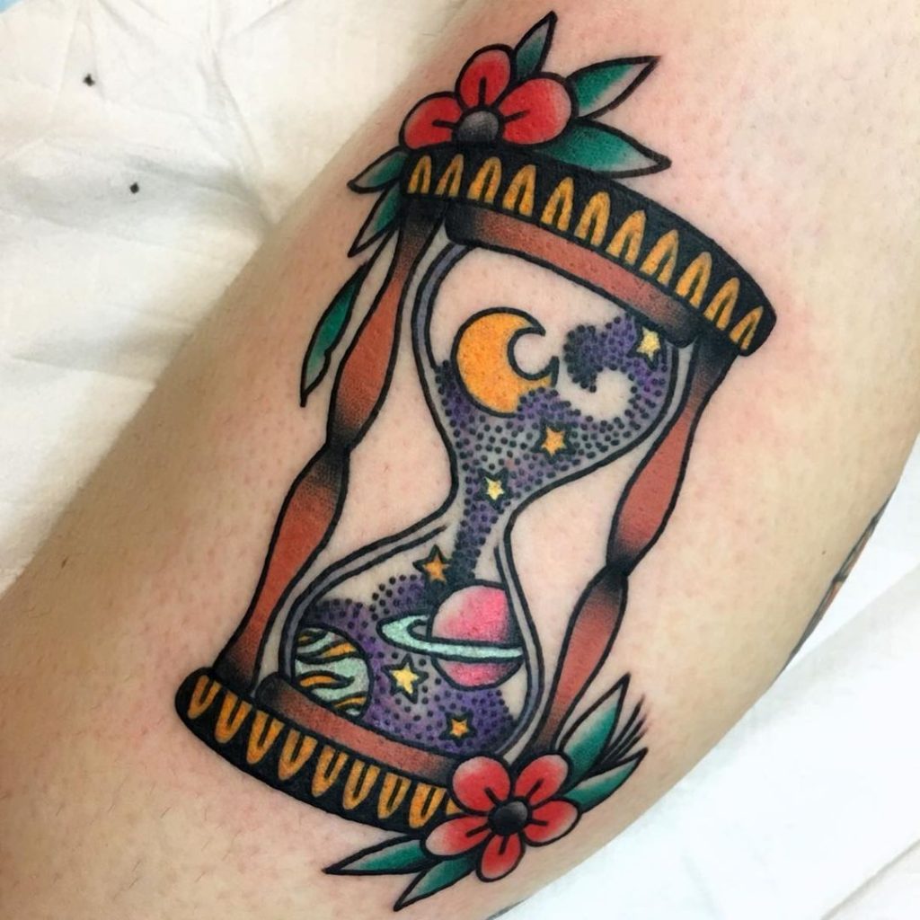 Traditional Old Schoold Hourglass Tattoo by Miss Quartz