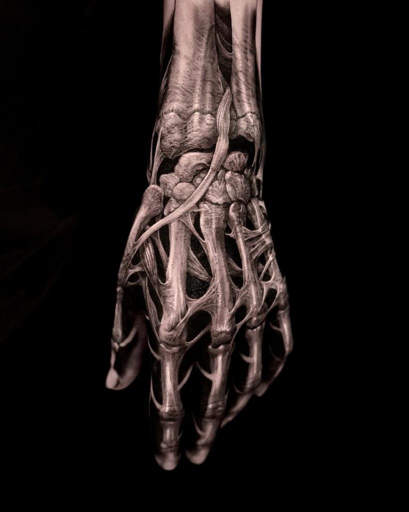 badass skeleton hand tattoo