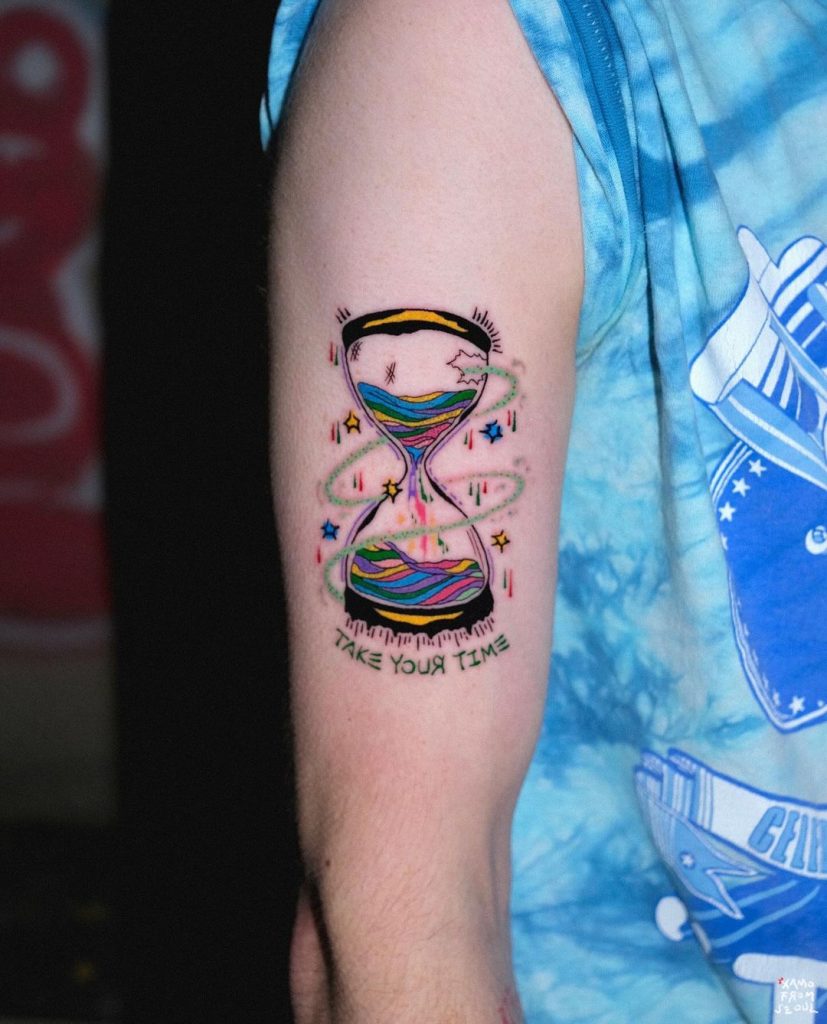 Colorful Psychedelic Hourglass Tattoo by Xamo