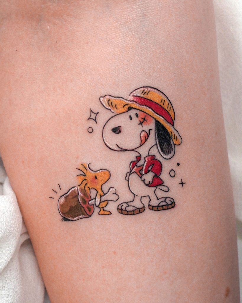 adorable snoopy tattoo by eden in illustrative style