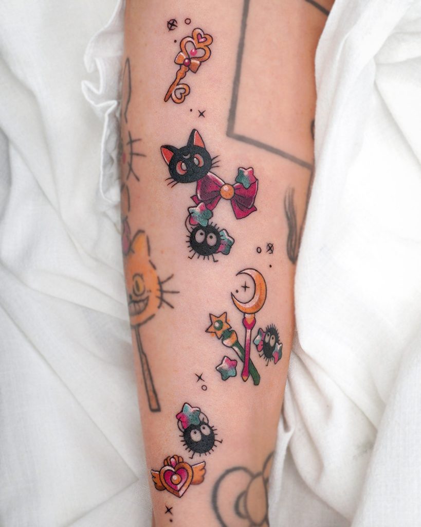 saylor moon with miyazaki style tattoo in anime