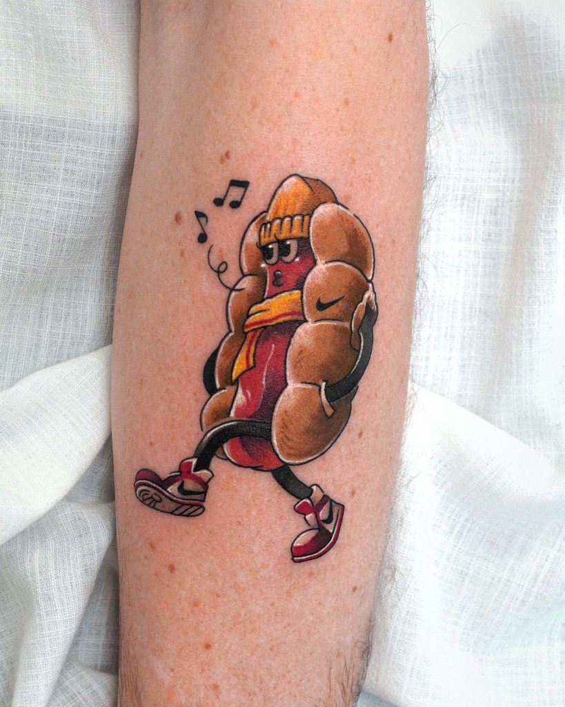 cool hot dog tattoo