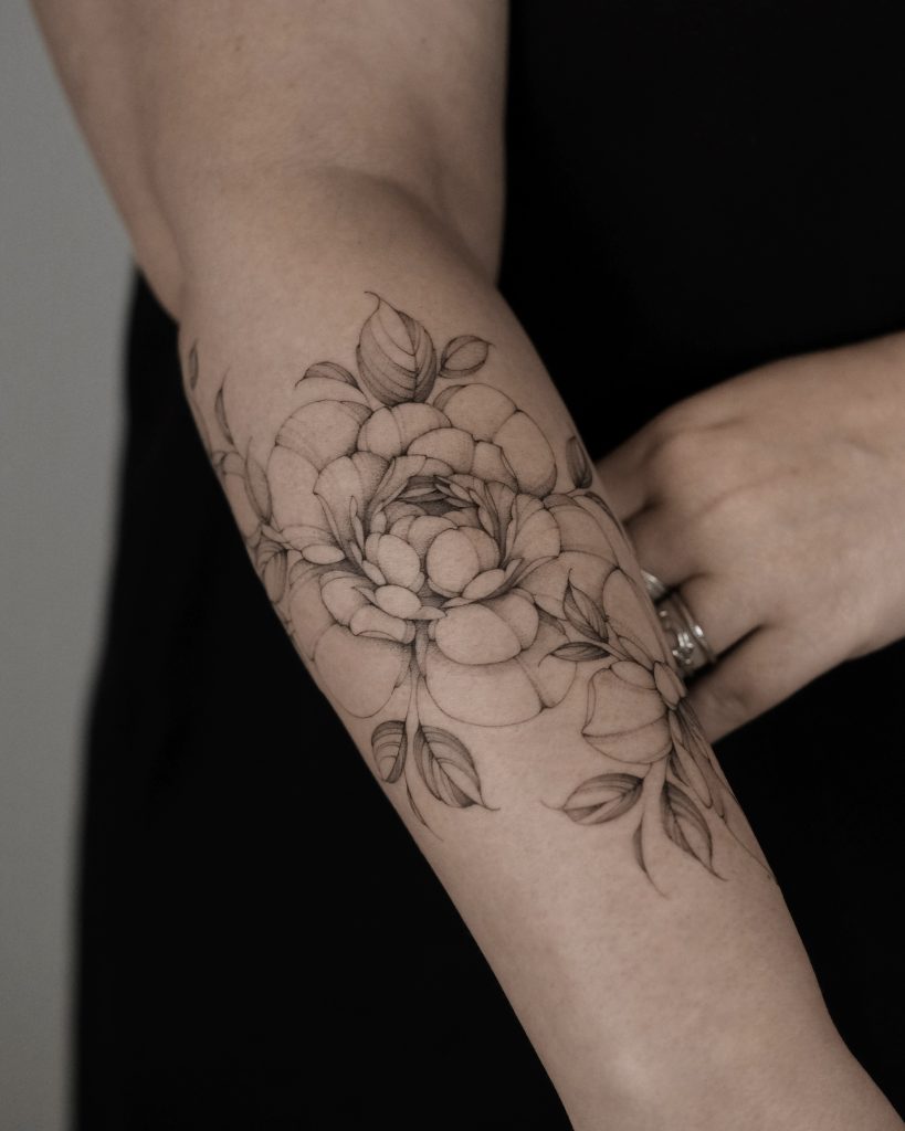 floral tattoos by Asya Teryaeva