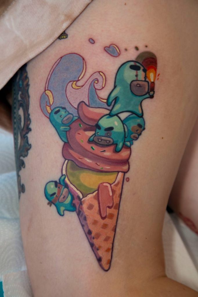 cool illustrative tattoo design by Denis Kucherenko