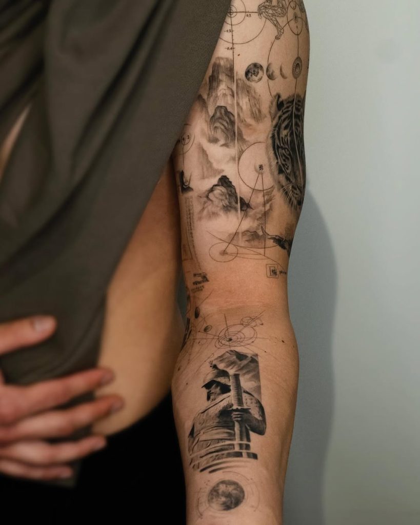 detailed piece by Taeseok incredible black & grey realism single needle piece tattoo